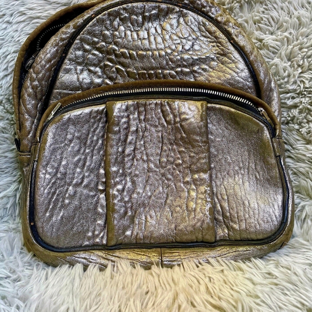 Alexander Wang Metallic Gold Or Silver Leather Studded Bottom Backpack